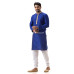 All Over Thread Work Pattern With Contrast Color Border Neck Design Men Royal Blue Color Punjabi (NS76)